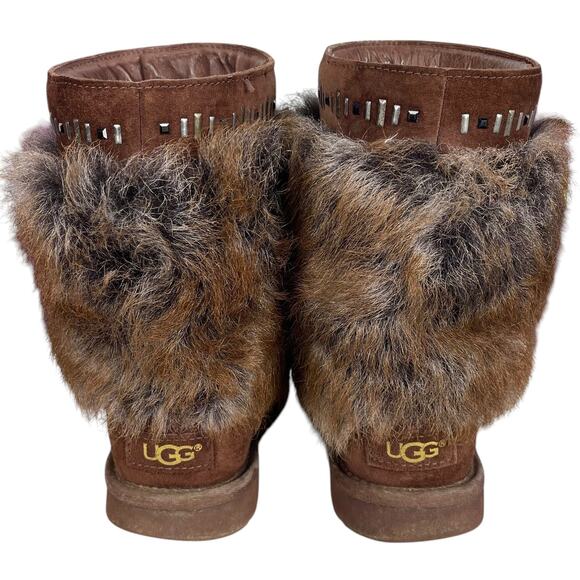 UGG VILET Women's SUEDE & SHEEPSKIN CUFF Boots Brown CRYSTAL DETAILS Brown 7 - Picture 4 of 9